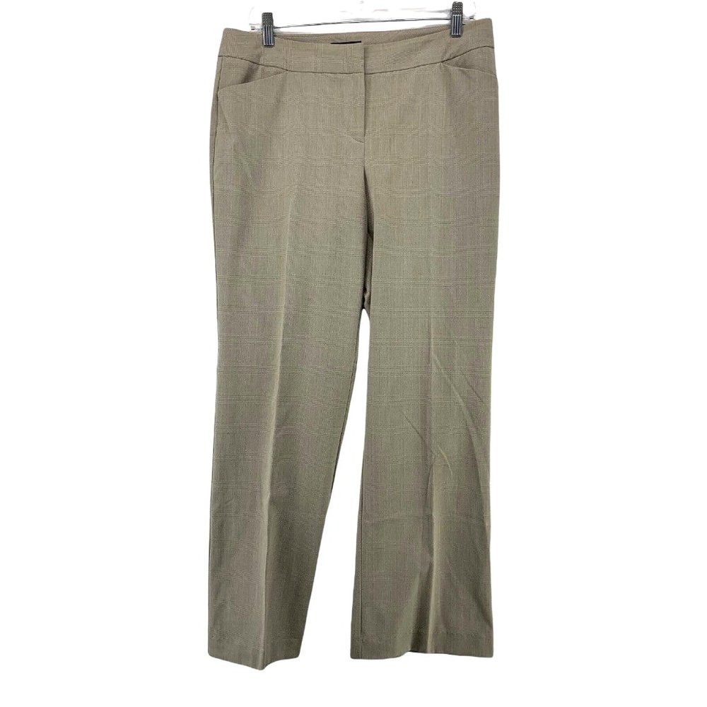 Alfani Women's Size 10 Short Beige Plaid Dress Pants Slacks Mid Rise 33x29.5